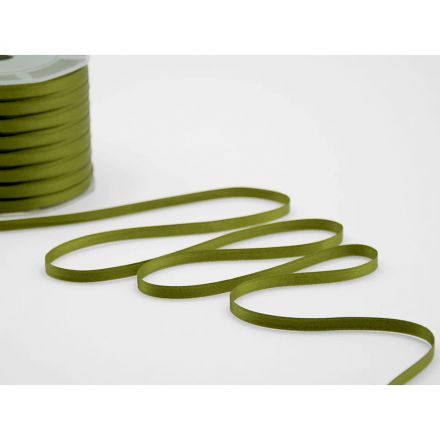 Moss green double satin ribbon 6 mm